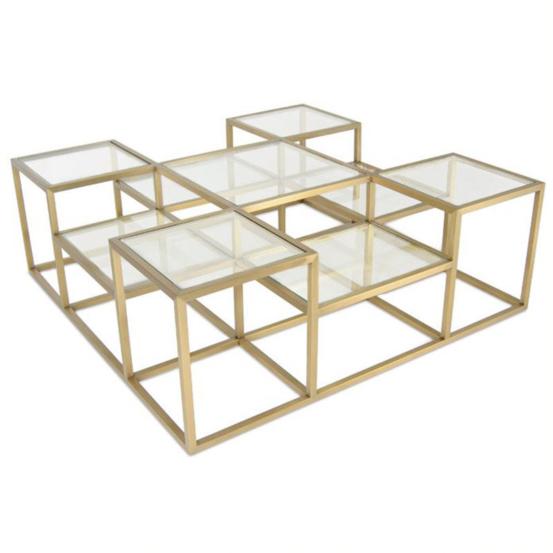 Кофейный стол Elodia Coffee Table Прозрачное Стекло матовое золото Кофейный стол Elodia Coffee Table Прозрачное Стекло матовое золото в Грозном | Loft Concept