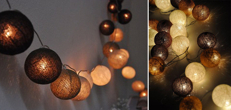 Гирлянда хлопковые фонарики Сotton Ball Brown - Loft-Concept в Грозном