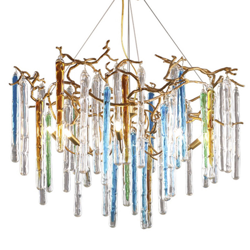 Люстра Waterfall Chandelier Blue Золотой Прозрачный Голубой Люстра Waterfall Chandelier Blue Золотой Прозрачный Голубой в Грозном | Loft Concept