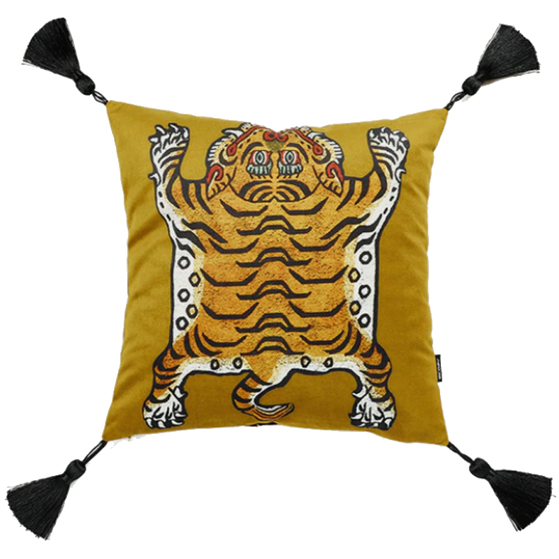 Бежевая Подушка Тибетский Тигр TIBETAN TIGER Бежевый в Грозном | Loft Concept 