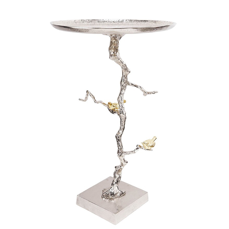 Приставной столик Tree Branch & Bird Сатиновое Серебро Золотой Приставной столик Tree Branch & Bird Сатиновое Серебро Золотой в Грозном | Loft Concept