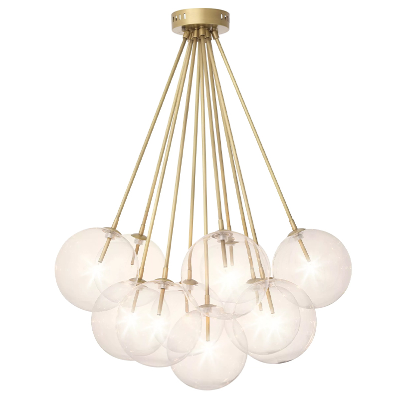 Люстра Eichholtz Ceiling Lamp Molecule Brass Латунь Прозрачное Стекло Люстра Eichholtz Ceiling Lamp Molecule Brass Латунь Прозрачное Стекло в Грозном | Loft Concept