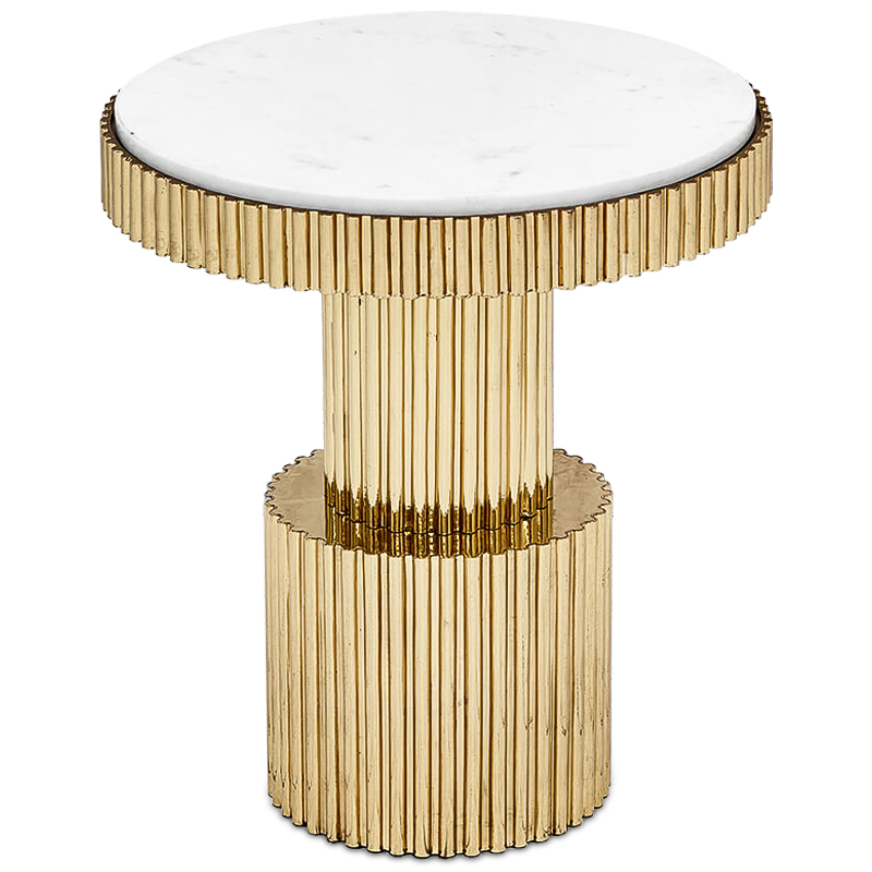 Приставной стол Brass Column Side Table Белый Латунь Приставной стол Brass Column Side Table Белый Латунь в Грозном | Loft Concept