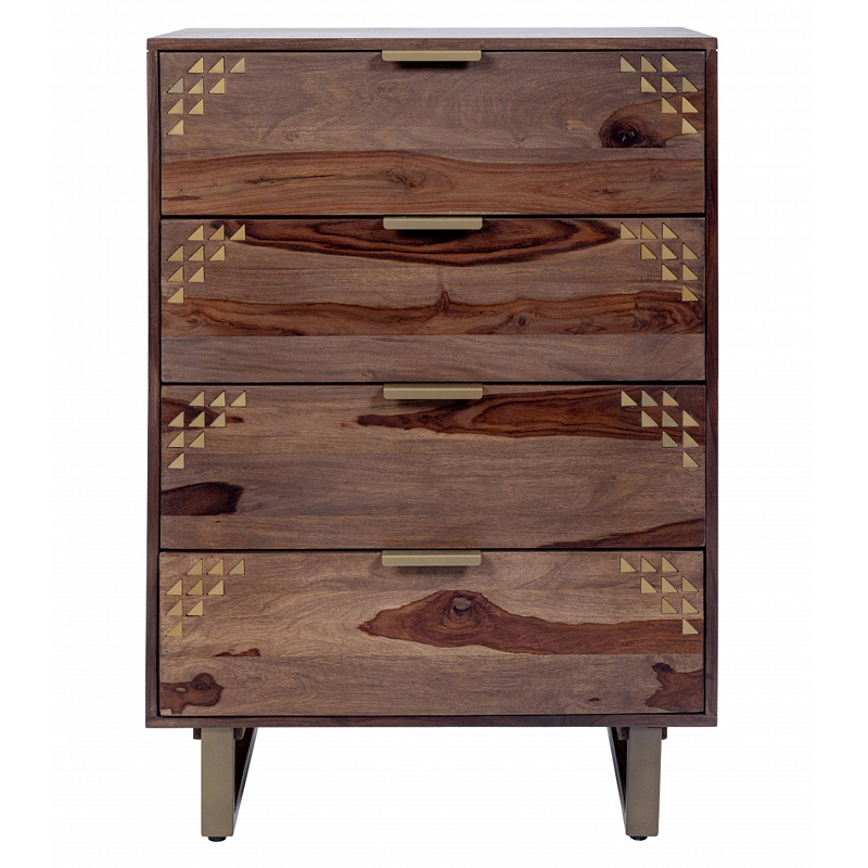 Тумба с выдвижными ящиками из массива дерева Шишам Indian Rosewood Коричневый Золотой Тумба с выдвижными ящиками из массива дерева Шишам Indian Rosewood Коричневый Золотой в Грозном | Loft Concept