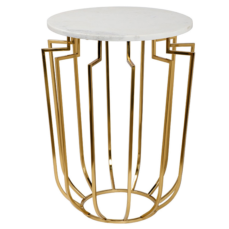 Приставной стол Embret Marble Side Table Глянцевое золото Белый Мрамор Bianco в Грозном | Loft Concept 