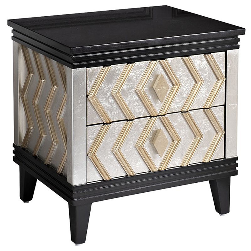 Тумба с каменной столешницей Birgit Nightstand Черный Серебряный Тумба с каменной столешницей Birgit Nightstand Черный Серебряный в Грозном | Loft Concept