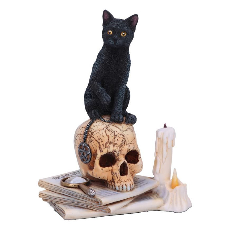 Статуэтка Cat on Skull Черный Бежево-серый Белый Статуэтка Cat on Skull Черный Бежево-серый Белый в Грозном | Loft Concept