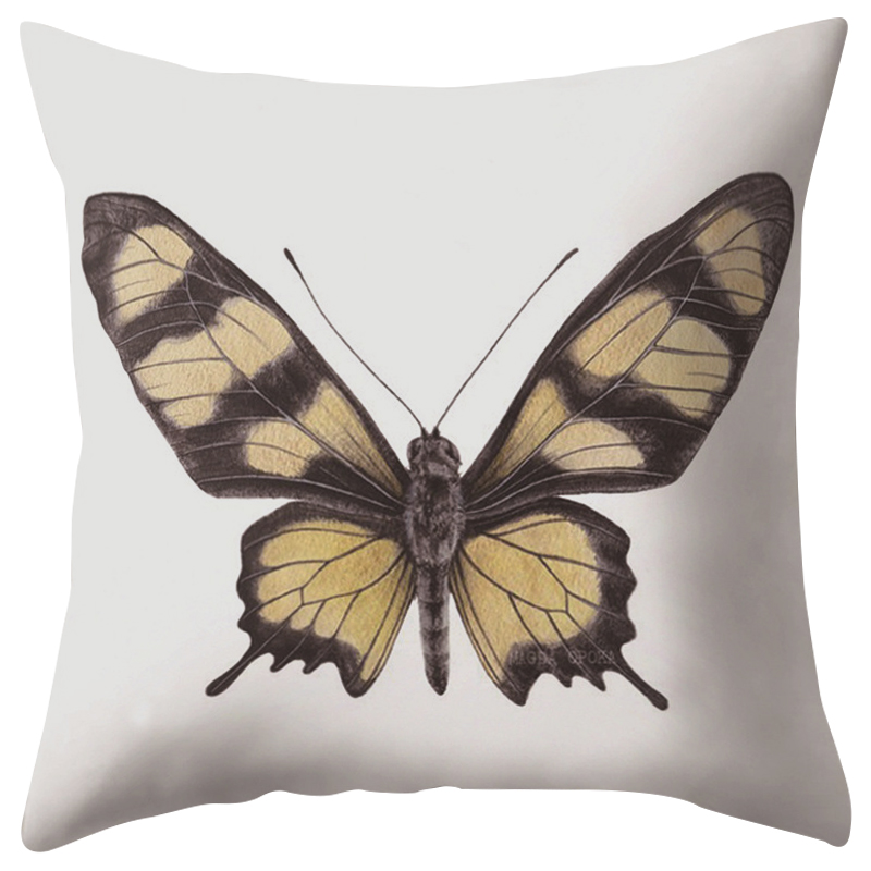 Декоративная подушка Yellow Butterfly Белый Желтый Черный Декоративная подушка Yellow Butterfly Белый Желтый Черный в Грозном | Loft Concept