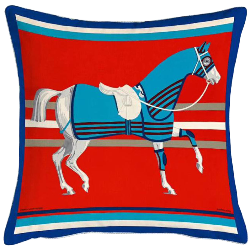 Декоративная подушка Hermes Horse 65 Красный Голубой Синий Мульти Декоративная подушка Hermes Horse 65 Красный Голубой Синий Мульти в Грозном | Loft Concept