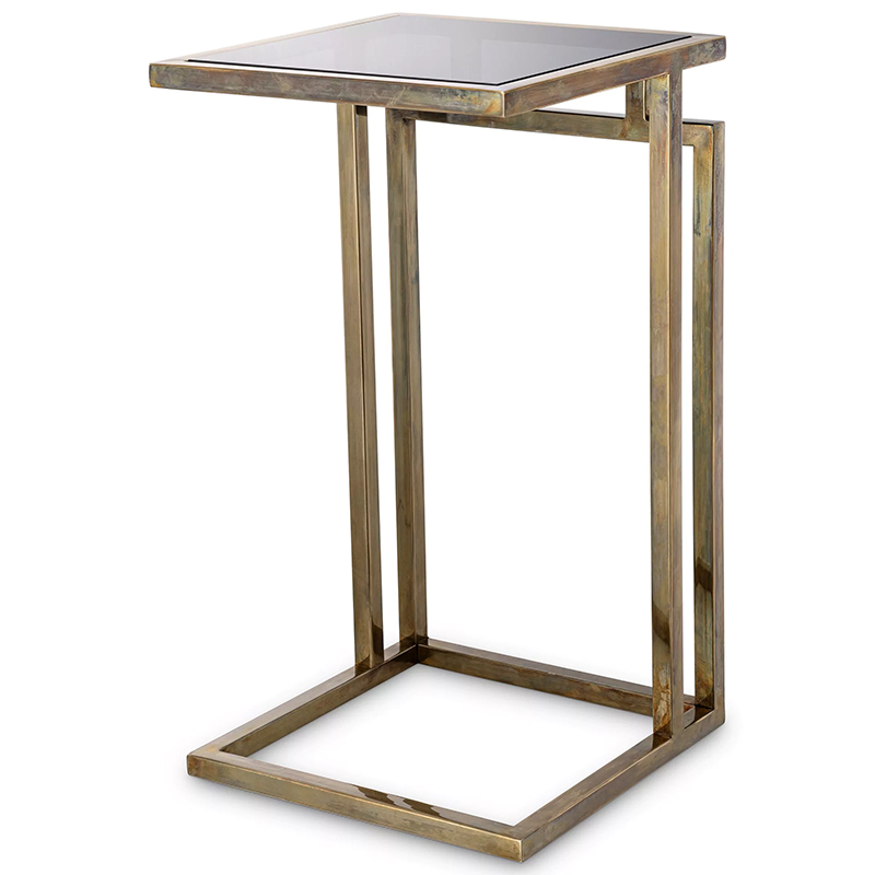 Приставной стол Eichholtz Side Table Marcus Brass Латунь Стекло Смок Приставной стол Eichholtz Side Table Marcus Brass Латунь Стекло Смок в Грозном | Loft Concept