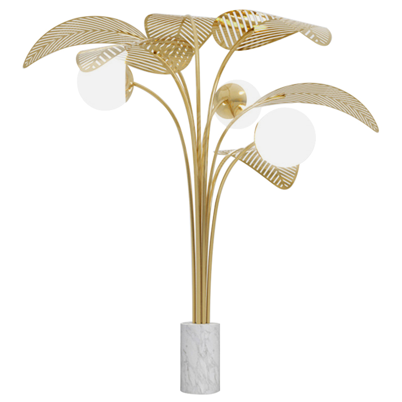 Торшер Palm Tree Light Three Floor Lamp Белый Золотой Белый Мрамор Bianco Торшер Palm Tree Light Three Floor Lamp Белый Золотой Белый Мрамор Bianco в Грозном | Loft Concept