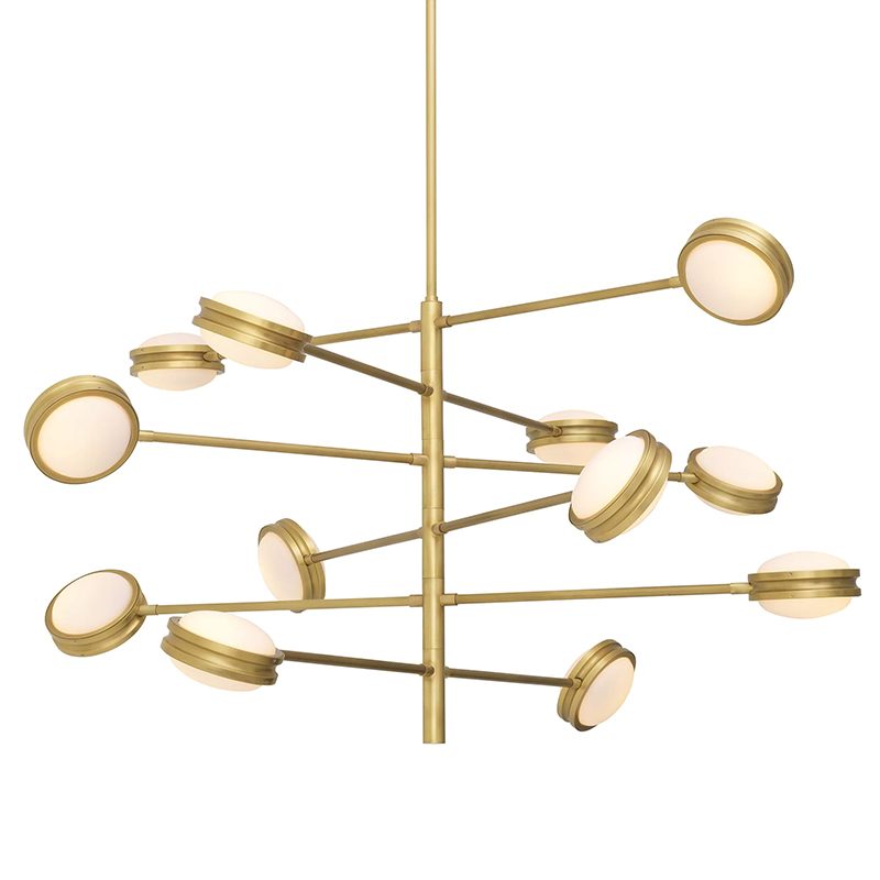 Люстра Eichholtz Chandelier Blaize Белое матовое стекло Латунь Люстра Eichholtz Chandelier Blaize Белое матовое стекло Латунь в Грозном | Loft Concept