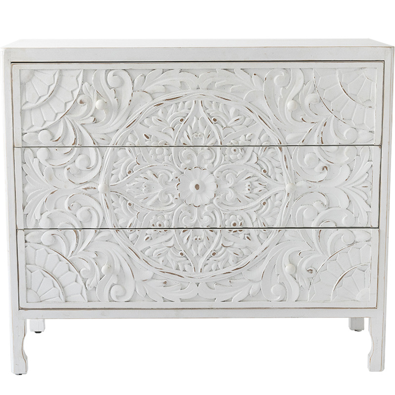Комод с резным декорированным фасадом Matsi Provence Chest of Drawers Белый Белый Комод с резным декорированным фасадом Matsi Provence Chest of Drawers Белый Белый в Грозном | Loft Concept
