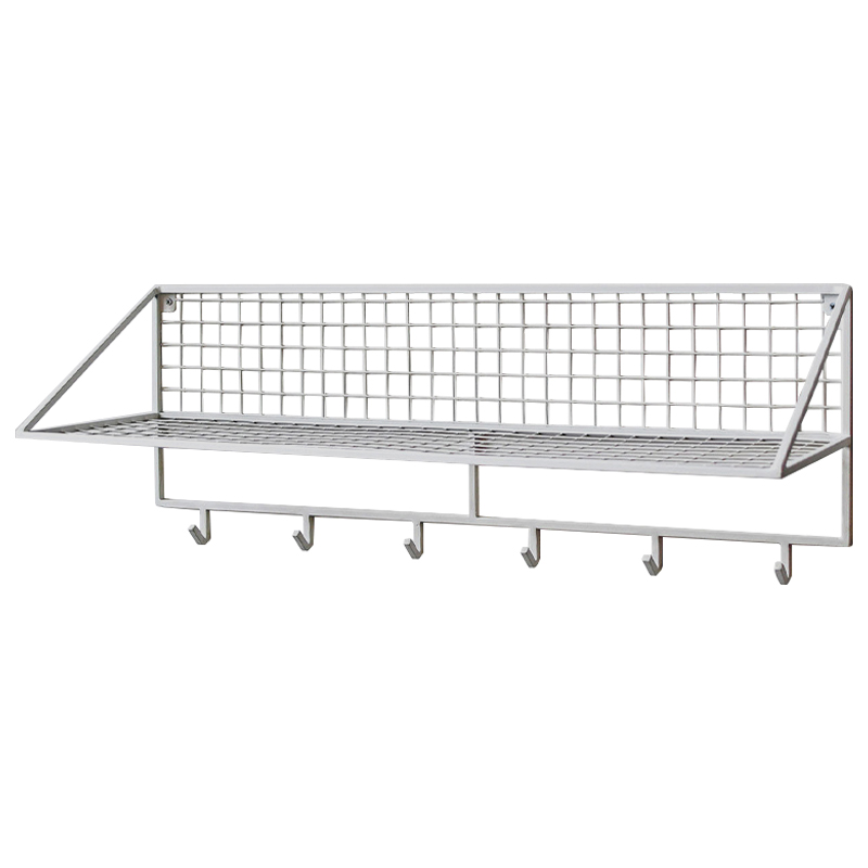 Вешалка с полкой Rhian Industrial Metal Rust Shelf White Белый Вешалка с полкой Rhian Industrial Metal Rust Shelf White Белый в Грозном | Loft Concept