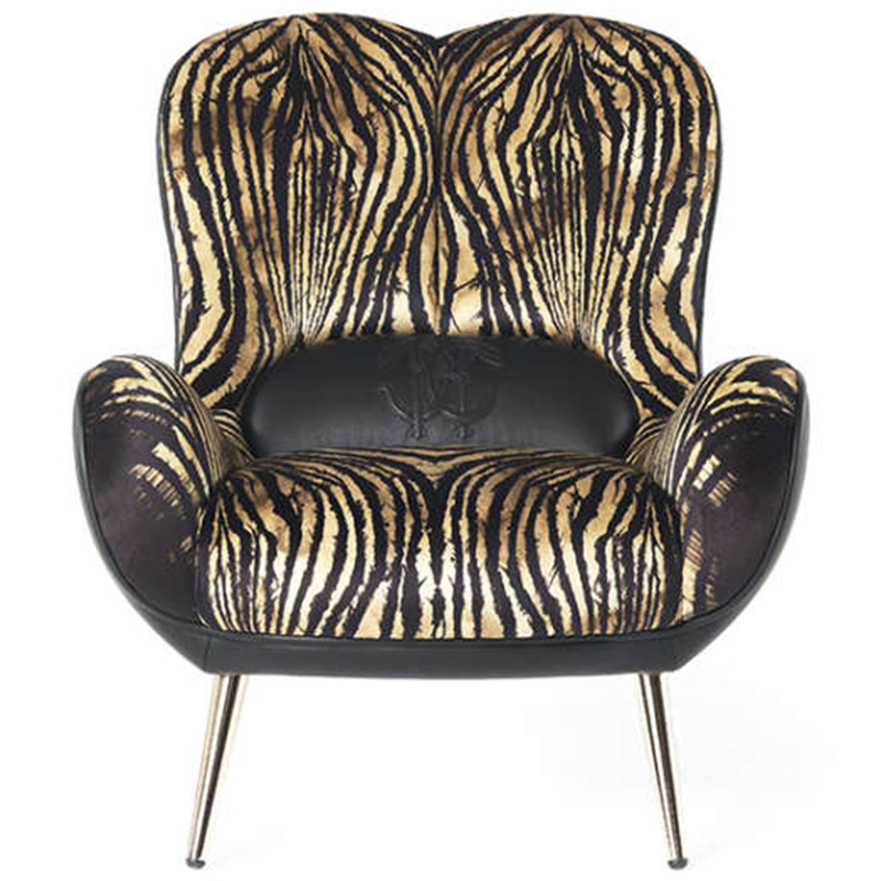 Дизайнерское Кресло Tifnit  Armchairs стиль Roberto Cavalli II Черный Бежевый Золотой в Грозном | Loft Concept 
