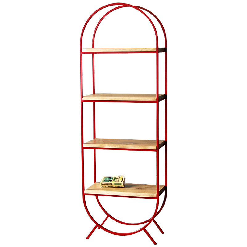 Стеллаж Rumo Industrial Metal Rust Rack Красный Древесина Стеллаж Rumo Industrial Metal Rust Rack Красный Древесина в Грозном | Loft Concept