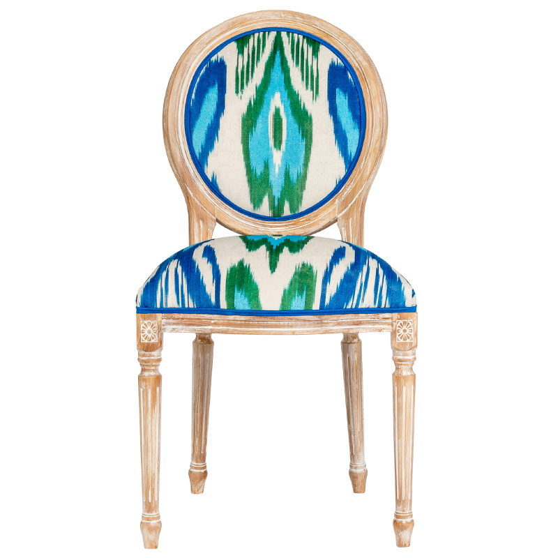 Мягкий стул с узором Ikat Pattern Белый Коричневый Мульти Мягкий стул с узором Ikat Pattern Белый Коричневый Мульти в Грозном | Loft Concept
