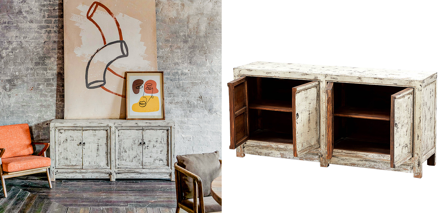 Комод в винтажном стиле с 4-мя дверцами Reynard Chest of Drawers Vintage Ivory - фото