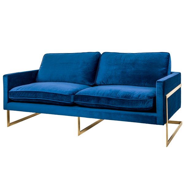 Диван бархатный Accent Velvet Sofa Золотой Синий Диван бархатный Accent Velvet Sofa Золотой Синий в Грозном | Loft Concept
