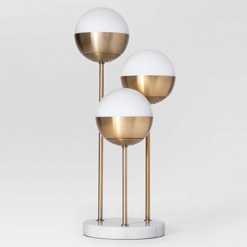 Geneva Glass Table Lamp Triple Globe Белый Латунь Geneva Glass Table Lamp Triple Globe Белый Латунь в Грозном | Loft Concept