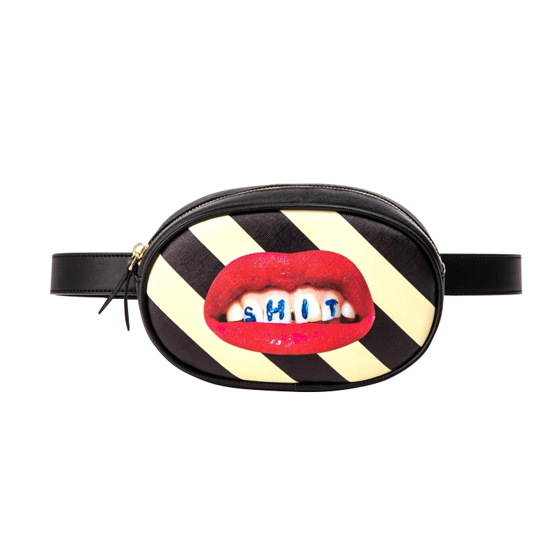 Поясная сумка Seletti Shit Striped Черный Красный Белый Поясная сумка Seletti Shit Striped Черный Красный Белый в Грозном | Loft Concept