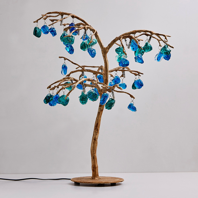 Настольная лампа Precious Tree Table lamp Винтажное Темное Золото Синий Бирюзовый Настольная лампа Precious Tree Table lamp Винтажное Темное Золото Синий Бирюзовый в Грозном | Loft Concept