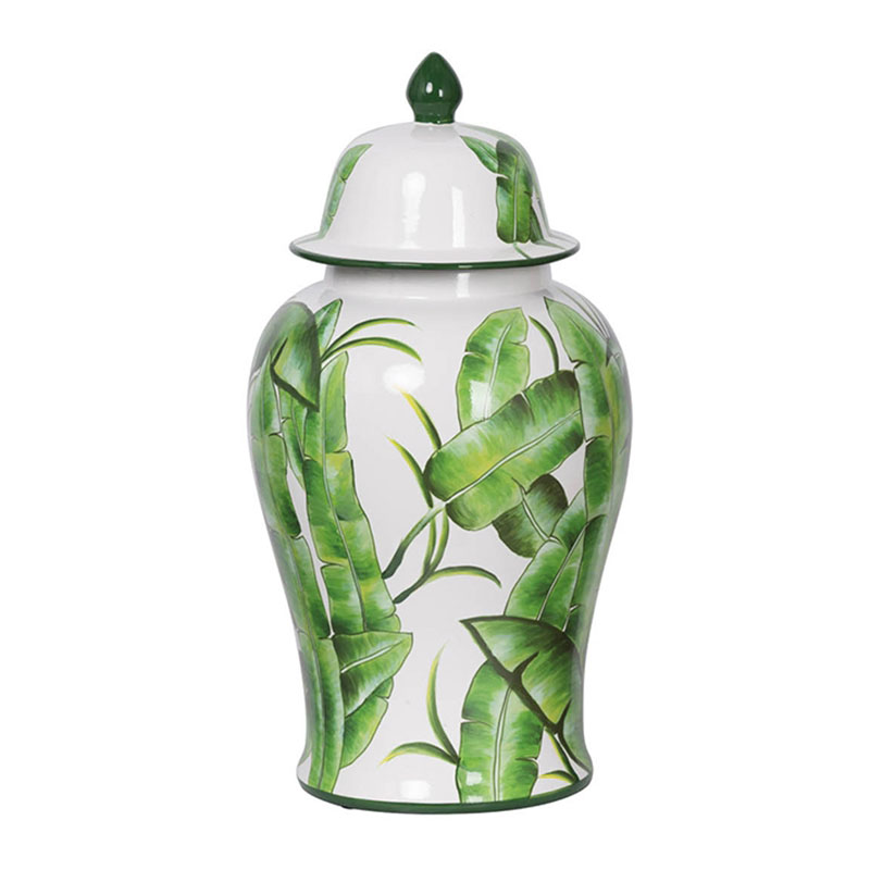 Ваза Vase Green Leaves I Белый Зеленый Ваза Vase Green Leaves I Белый Зеленый в Грозном | Loft Concept