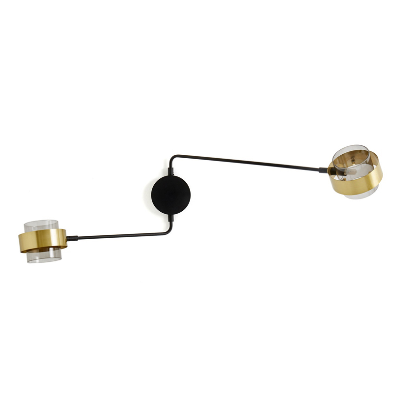 Бра Truvor Sconce Double Стекло Смок Латунь Черный Бра Truvor Sconce Double Стекло Смок Латунь Черный в Грозном | Loft Concept
