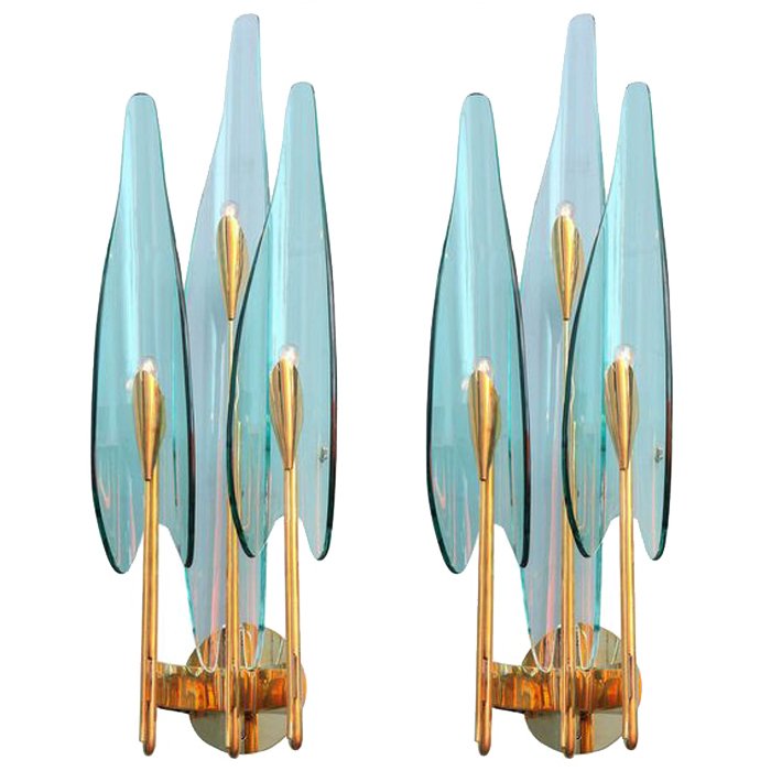 Бра Max Ingrand for Fontana Arte Sconces Золотой Синий Бра Max Ingrand for Fontana Arte Sconces Золотой Синий в Грозном | Loft Concept