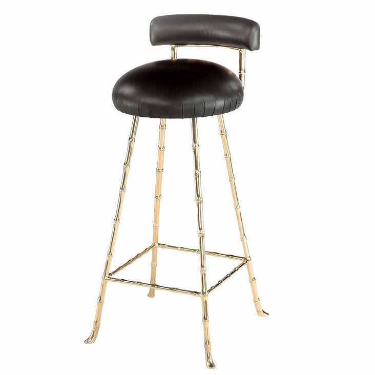 Барный стул High Upholstered Bar Stool Глянцевое золото Черный Барный стул High Upholstered Bar Stool Глянцевое золото Черный в Грозном | Loft Concept