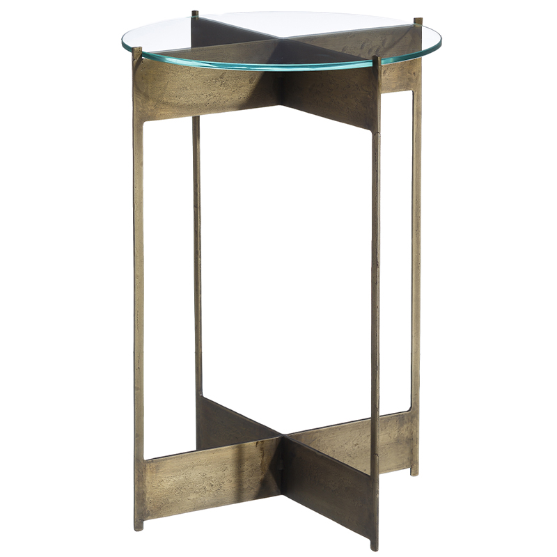 Круглый приставной столик со стеклянной столешницей Lochlan Side Table Бронза Прозрачное Стекло Круглый приставной столик со стеклянной столешницей Lochlan Side Table Бронза Прозрачное Стекло в Грозном | Loft Concept