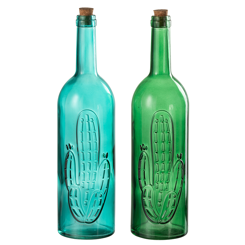 Набор декоративных бутылок Blue Green Cactus Голубой Зеленый Набор декоративных бутылок Blue Green Cactus Голубой Зеленый в Грозном | Loft Concept