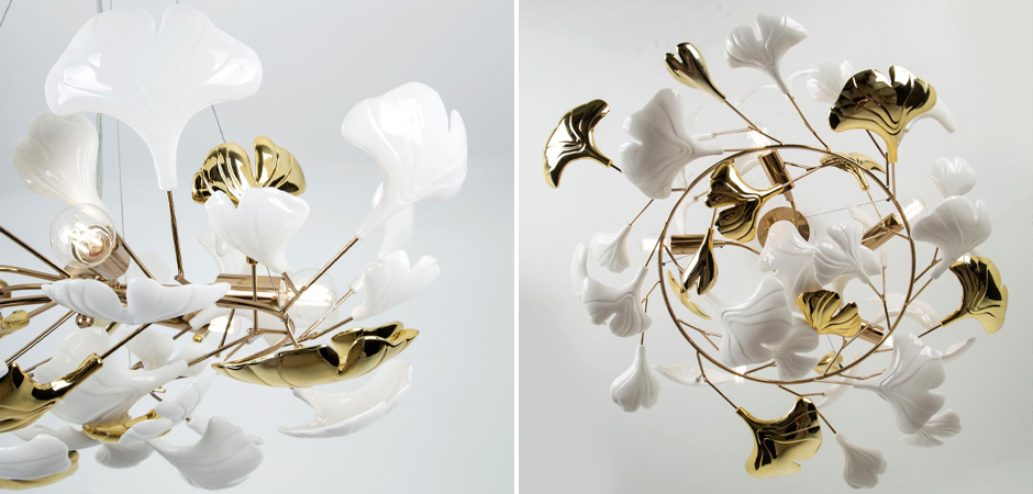 Люстра Wintery flover Gold с Белыми декоративными плафонами Люстра Wintery flover Gold с Белыми декоративными плафонами - Loft-Concept в Грозном