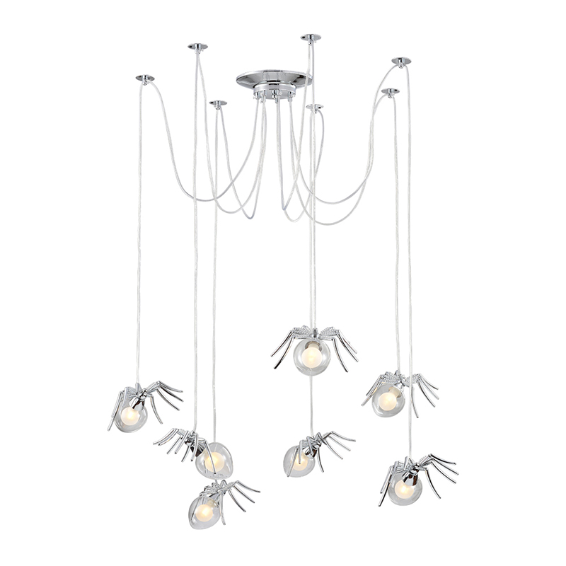 Люстра серебряная Паук Spiders lamp 7 Серебряный Прозрачный Люстра серебряная Паук Spiders lamp 7 Серебряный Прозрачный в Грозном | Loft Concept
