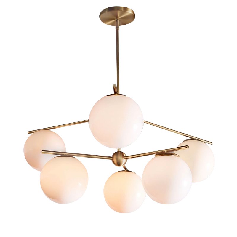 Люстра Sphere Stem 6-Light Chandelier Bronze Латунь Белый Люстра Sphere Stem 6-Light Chandelier Bronze Латунь Белый в Грозном | Loft Concept