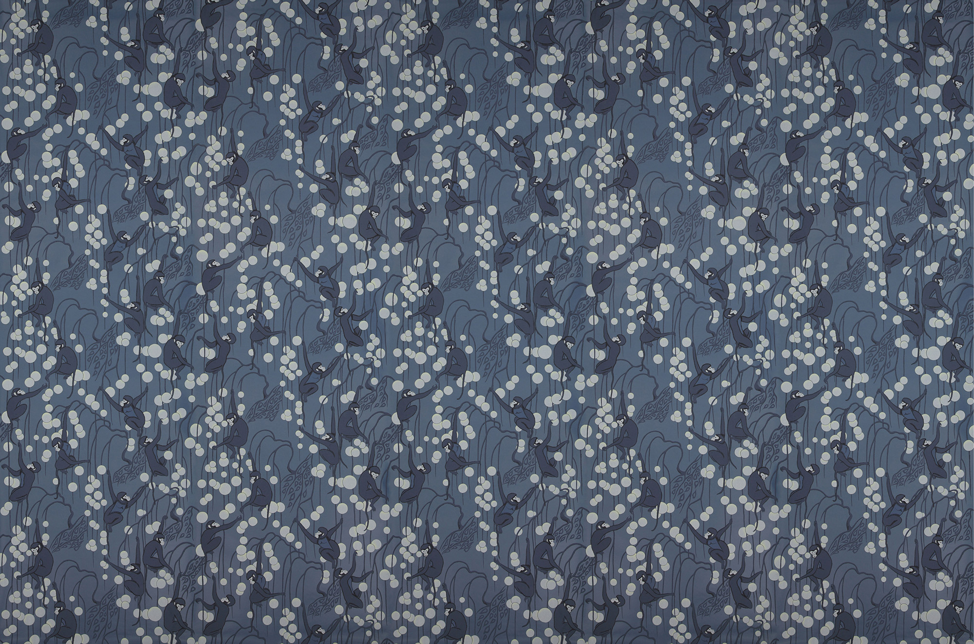 Обои ручная роспись Deco Monkeys Parisian Blue on dyed paper Обои ручная роспись Deco Monkeys Parisian Blue on dyed paper - постер Loft-Concept в Грозном
