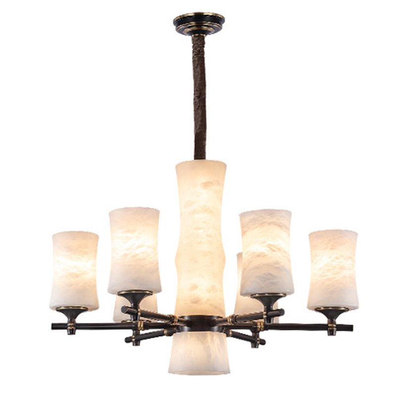 Дизайнерская люстра 6 плафонов из натурального мрамора Marble Shades Chandelier Золотой Коричневый Дизайнерская люстра 6 плафонов из натурального мрамора Marble Shades Chandelier Золотой Коричневый в Грозном | Loft Concept