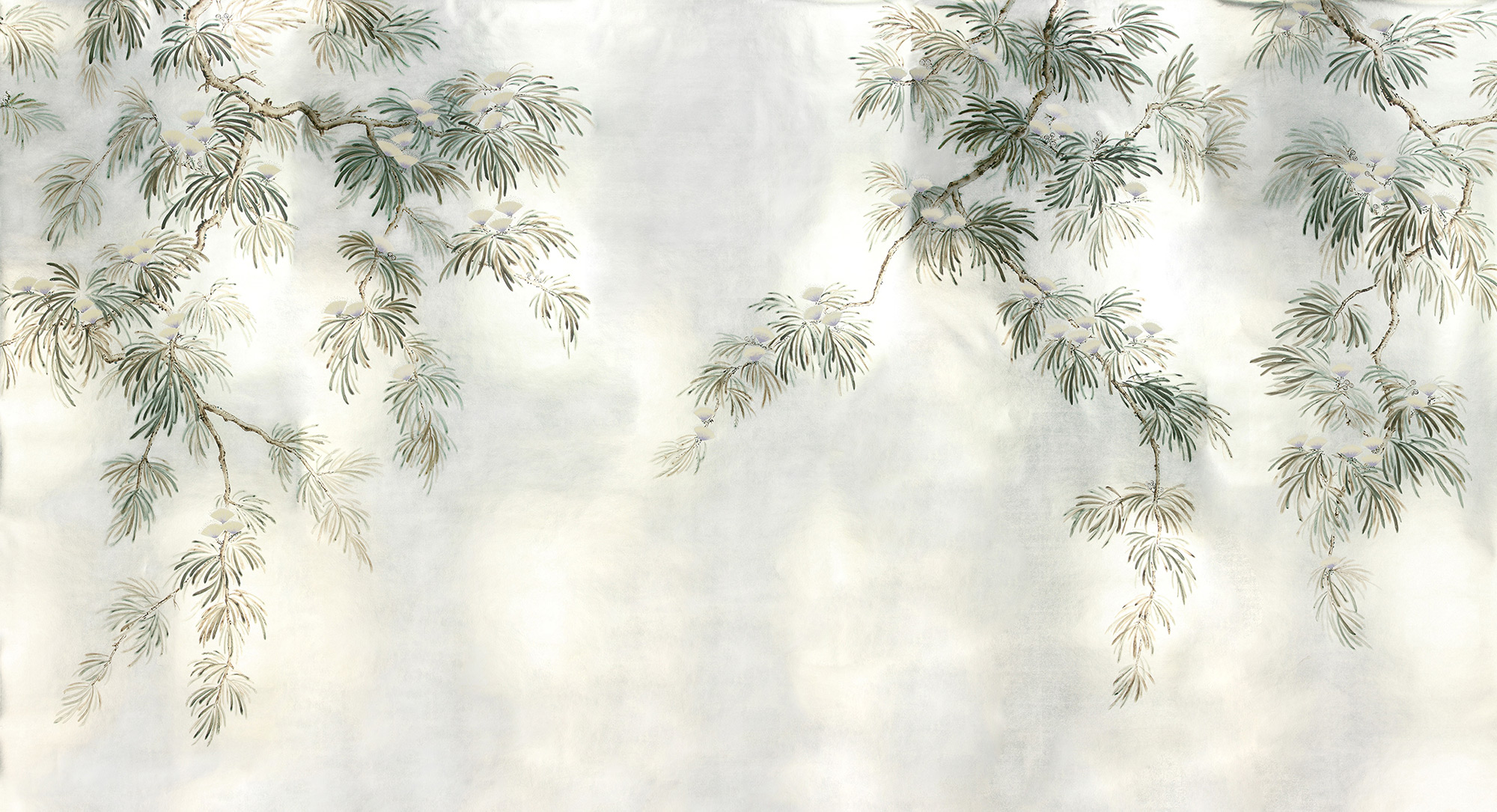 Обои ручная роспись Silk Tree Original colourway on White Metal gilded paper Обои ручная роспись Silk Tree Original colourway on White Metal gilded paper - постер Loft-Concept в Грозном
