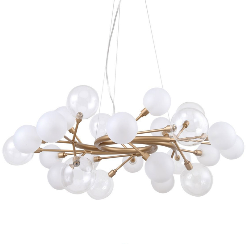 Люстра Berries Chandelier White 85 матовое золото Прозрачный Прозрачный белый Люстра Berries Chandelier White 85 матовое золото Прозрачный Прозрачный белый в Грозном | Loft Concept