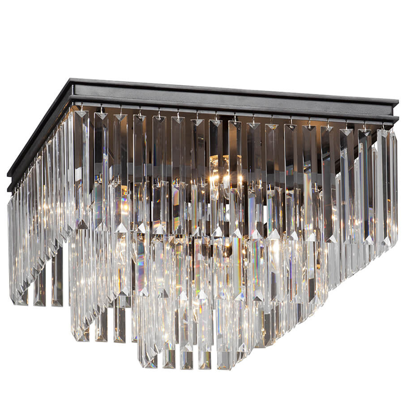 Потолочный светильник ODEON CLEAR GLASS 3-TIER 52 см Черный Потолочный светильник ODEON CLEAR GLASS 3-TIER 52 см Черный в Грозном | Loft Concept