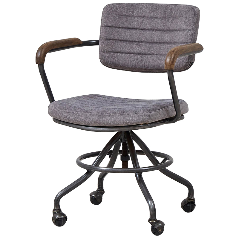 Кресло на колесах Lyndon Chair Серый Коричневый Черный Кресло на колесах Lyndon Chair Серый Коричневый Черный в Грозном | Loft Concept