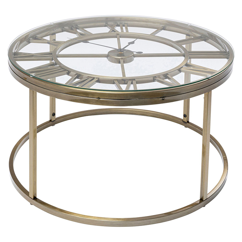 Приставной столик со столешницей Римские часы Roman Clock Латунь Приставной столик со столешницей Римские часы Roman Clock Латунь в Грозном | Loft Concept