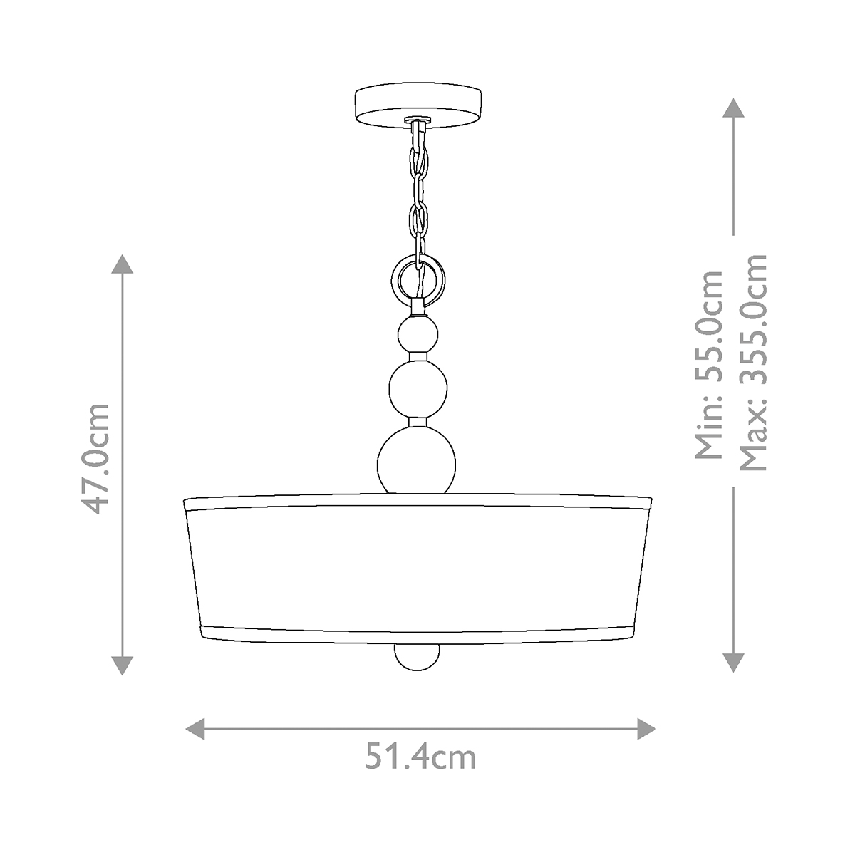 Люстра подвесная с белым тканевым цилиндрическим абажуром и декоративными шарами Hinkley в Грозном