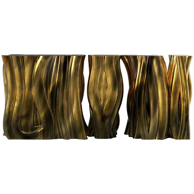 Консоль Модульная Monochrome Console Gold in Molded Fiberglass Золотой Консоль Модульная Monochrome Console Gold in Molded Fiberglass Золотой в Грозном | Loft Concept