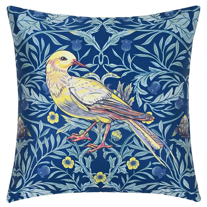 Декоративная подушка Bird and Flower Pattern Cushion Синий Мульти Декоративная подушка Bird and Flower Pattern Cushion Синий Мульти в Грозном | Loft Concept