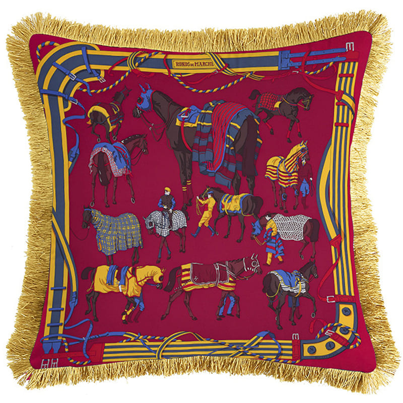 Декоративная подушка Hermes Horses Red 134 Красный Мульти Золотой Декоративная подушка Hermes Horses Red 134 Красный Мульти Золотой в Грозном | Loft Concept