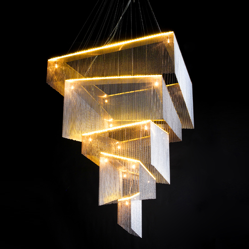 Люстра Золотые цепочки Willowlamp Geometric Storm Gold Золотой в Грозном | Loft Concept 