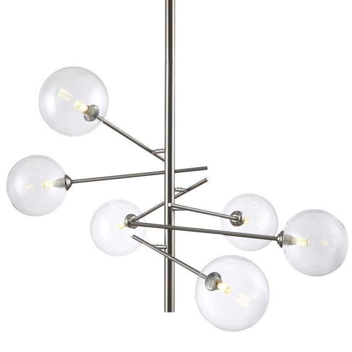 Люстра Gallotti & Radice Straight Nickel 6 Никель Прозрачное Стекло Люстра Gallotti & Radice Straight Nickel 6 Никель Прозрачное Стекло в Грозном | Loft Concept