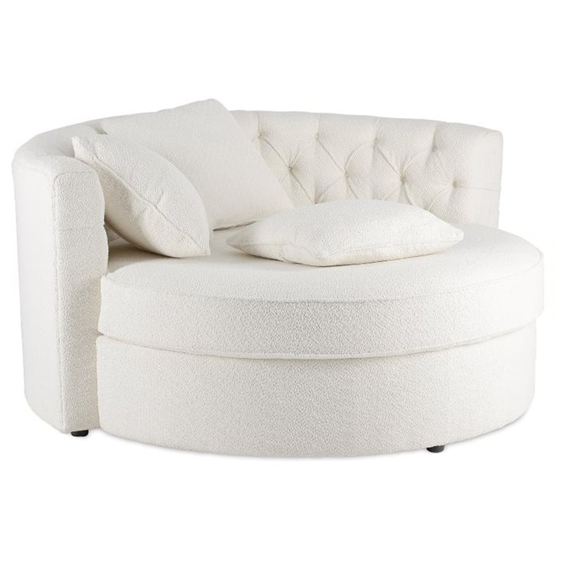 Кушетка круглая с обивкой из ткани букле Milky Boucle Chair Белая Молочный Кушетка круглая с обивкой из ткани букле Milky Boucle Chair Белая Молочный в Грозном | Loft Concept