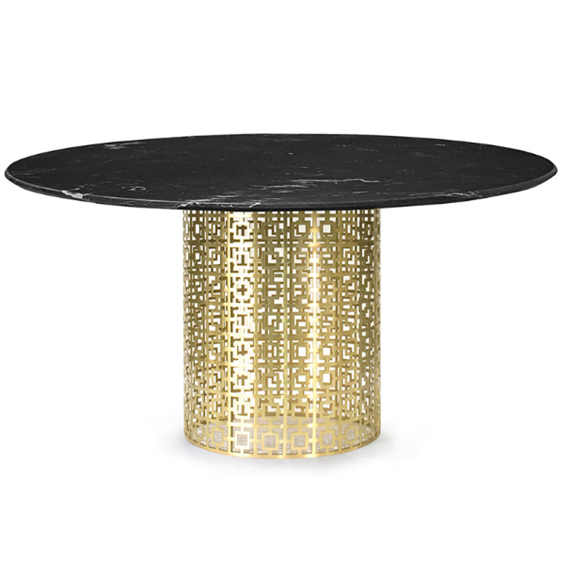 Обеденный стол Jonathan Adler Nixon Dining Table Черная столешница мрамор Золотой Черный Мрамор Nero в Грозном | Loft Concept 